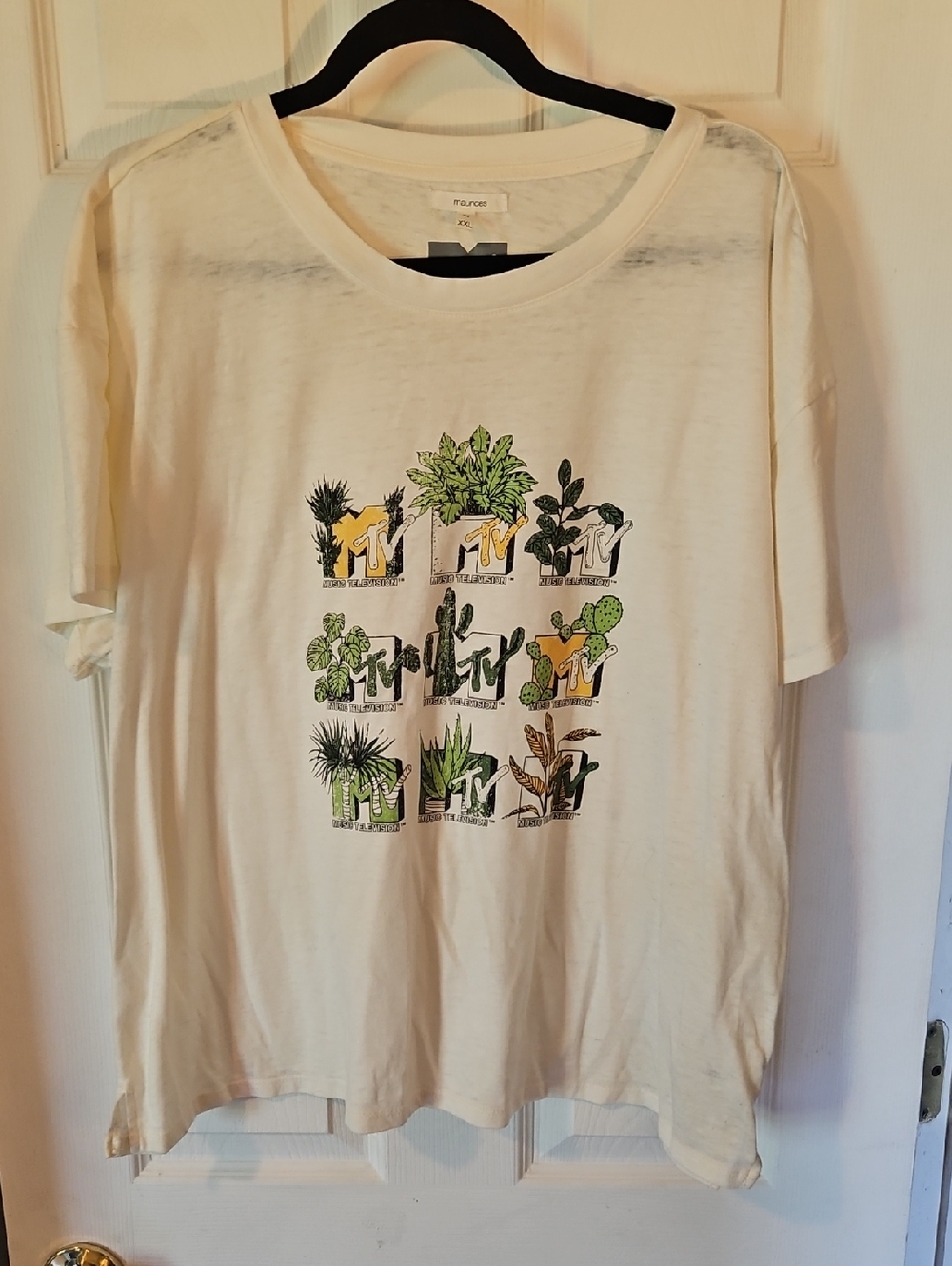 Maurices Cream Tee with Green MTV Logo